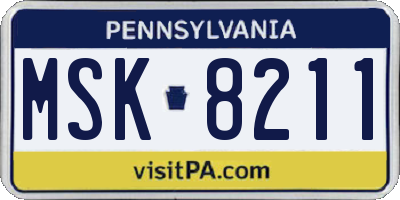 PA license plate MSK8211