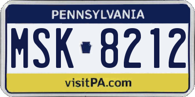PA license plate MSK8212