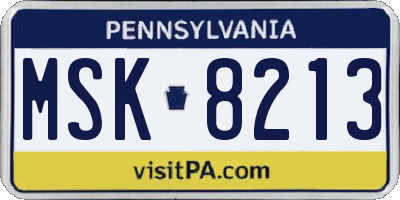 PA license plate MSK8213