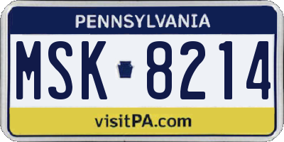 PA license plate MSK8214