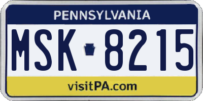 PA license plate MSK8215