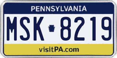 PA license plate MSK8219