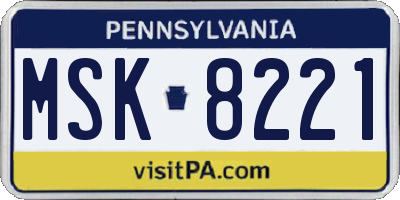 PA license plate MSK8221