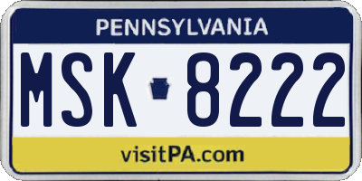 PA license plate MSK8222