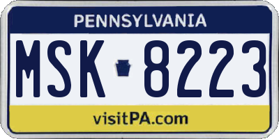 PA license plate MSK8223