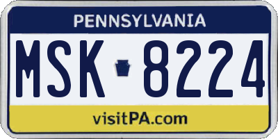 PA license plate MSK8224