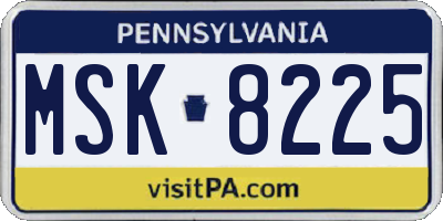 PA license plate MSK8225