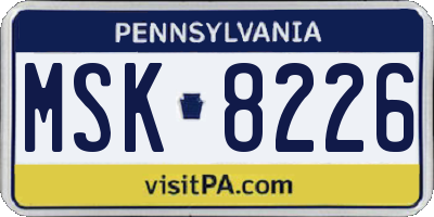 PA license plate MSK8226