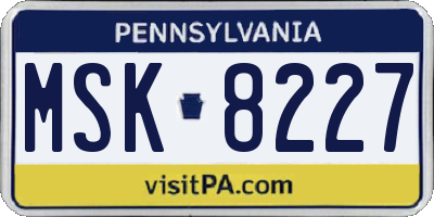 PA license plate MSK8227