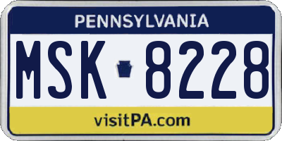 PA license plate MSK8228