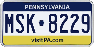 PA license plate MSK8229