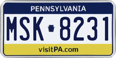 PA license plate MSK8231