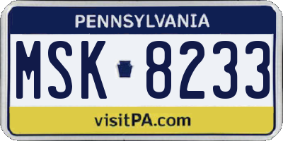 PA license plate MSK8233