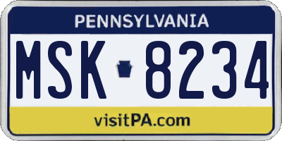 PA license plate MSK8234