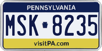 PA license plate MSK8235