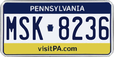 PA license plate MSK8236