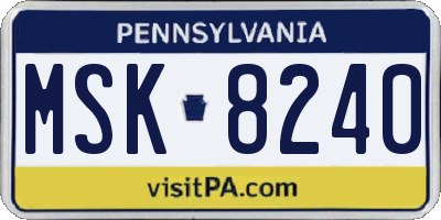 PA license plate MSK8240