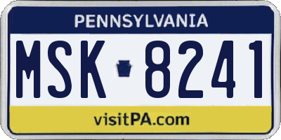 PA license plate MSK8241