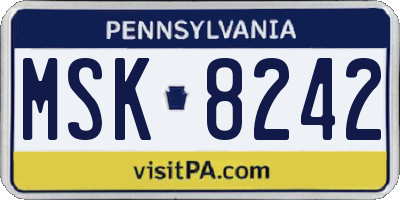 PA license plate MSK8242