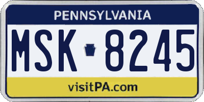 PA license plate MSK8245
