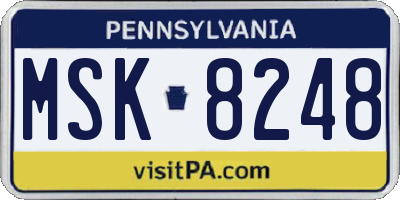 PA license plate MSK8248