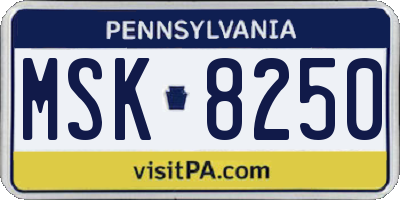 PA license plate MSK8250
