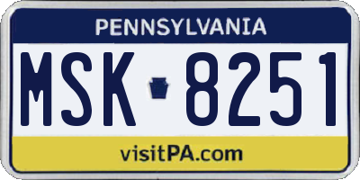 PA license plate MSK8251