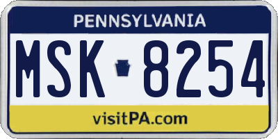 PA license plate MSK8254