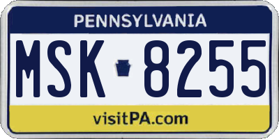 PA license plate MSK8255