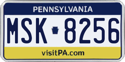 PA license plate MSK8256