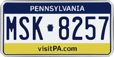 PA license plate MSK8257