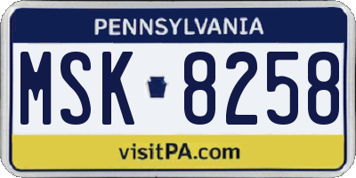 PA license plate MSK8258