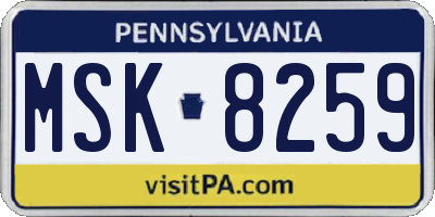 PA license plate MSK8259