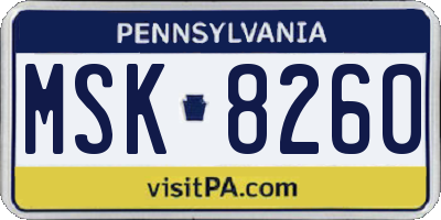 PA license plate MSK8260