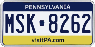 PA license plate MSK8262