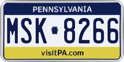 PA license plate MSK8266