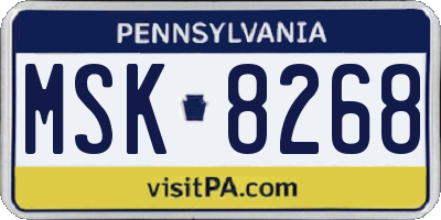 PA license plate MSK8268