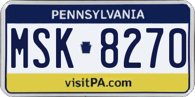 PA license plate MSK8270