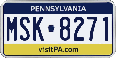 PA license plate MSK8271
