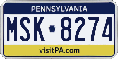 PA license plate MSK8274