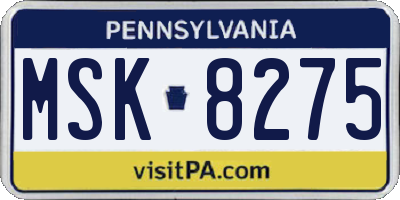 PA license plate MSK8275