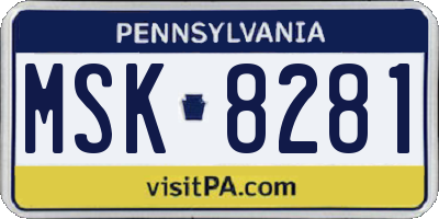 PA license plate MSK8281