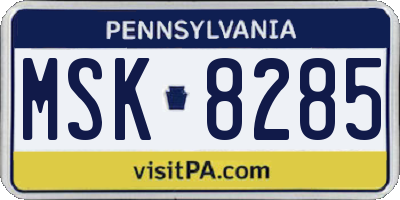 PA license plate MSK8285