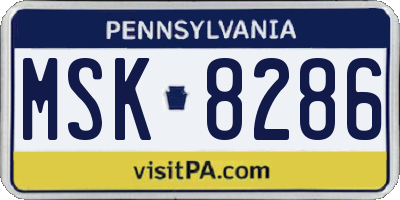 PA license plate MSK8286