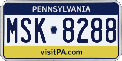 PA license plate MSK8288