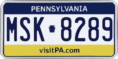 PA license plate MSK8289