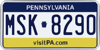PA license plate MSK8290