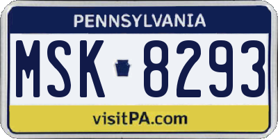 PA license plate MSK8293