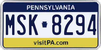 PA license plate MSK8294