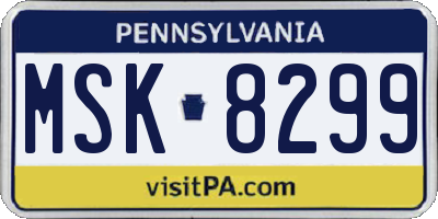 PA license plate MSK8299